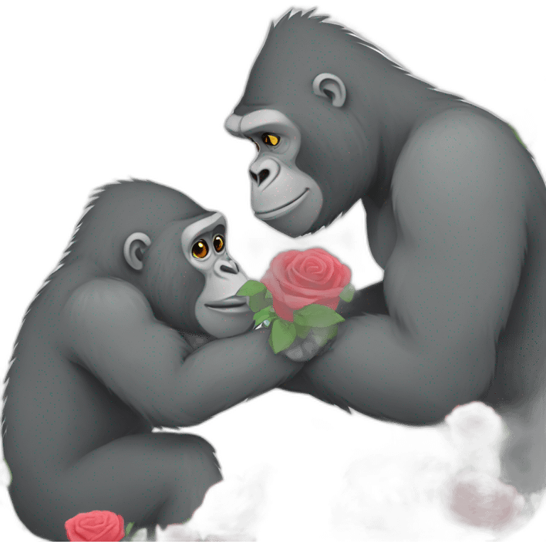 Gorilla giving Roses to a girl emoji