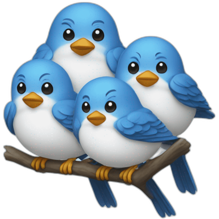 3 little birds in blue and white emoji