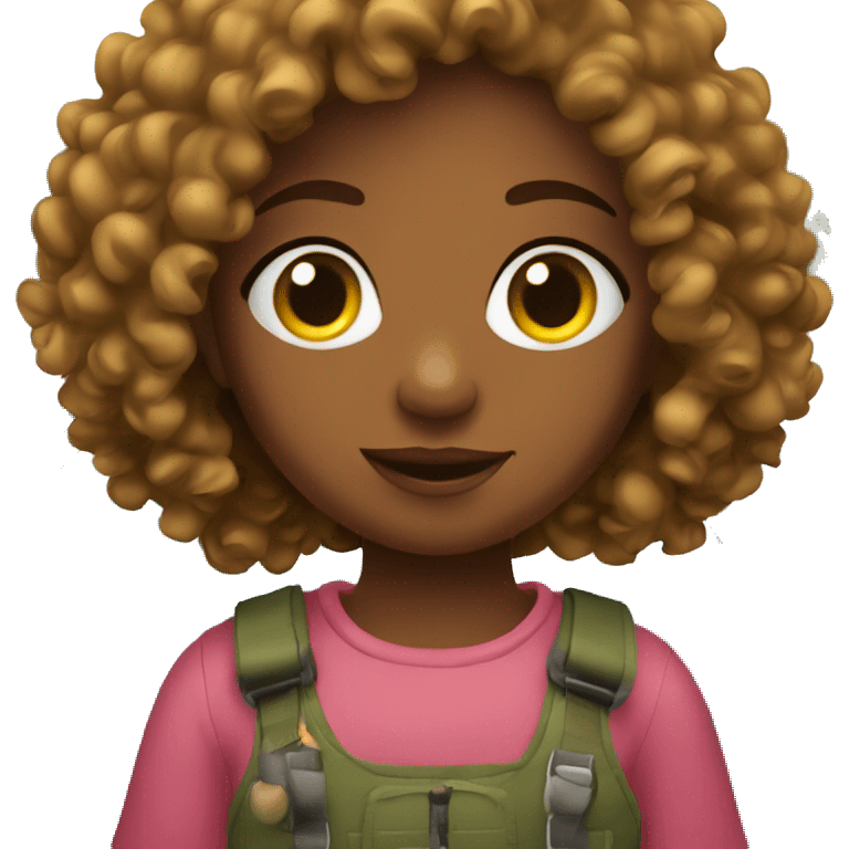 Girl with curly hair going fishing emoji