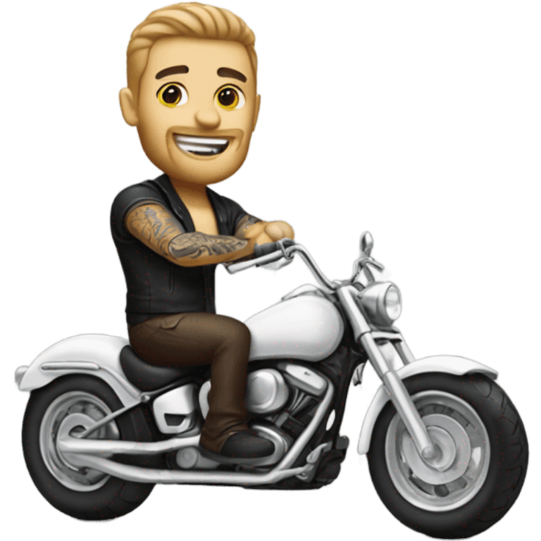 tattooed white guy with in a white motorcycle emoji