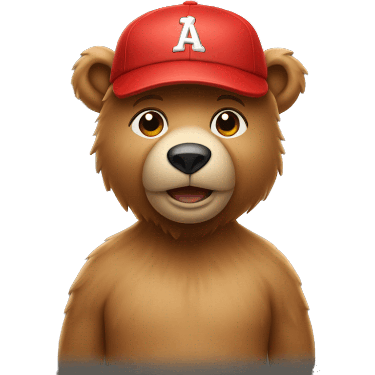 light brown bear in full red baseball cap  emoji