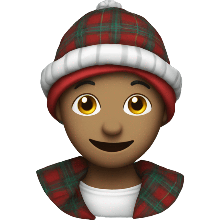 Smiling emoji in a tartan bonnet  emoji