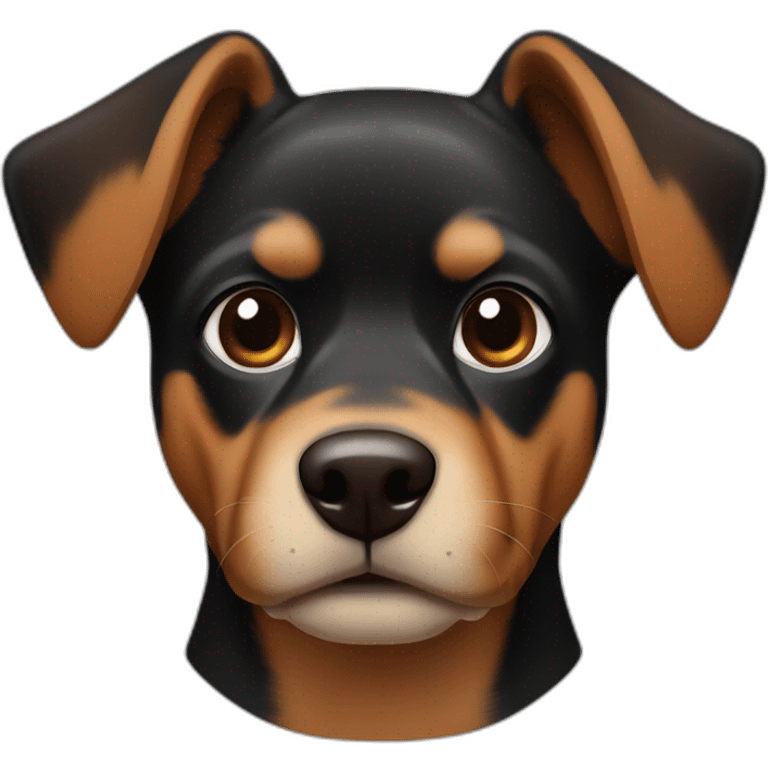 Black and brown color pinsher (dog) with up ears emoji