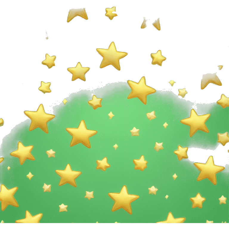 Golden shooting star, stars, green emoji