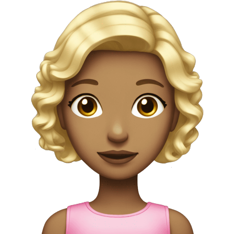 Girl with blonde highlights and pink bow emoji