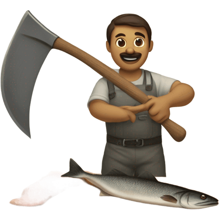 Chopping fish with an axe emoji