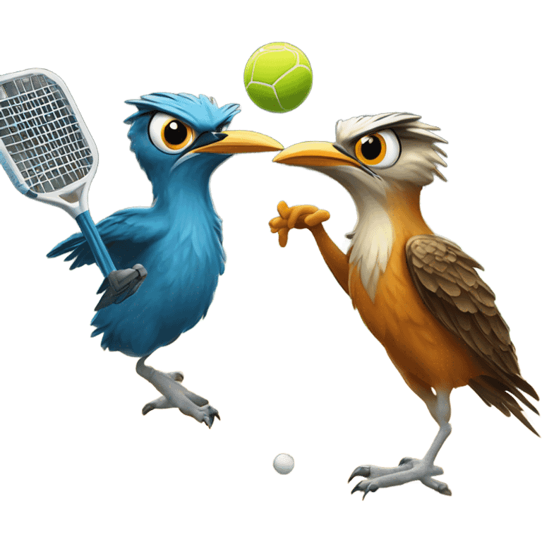 Roadrunner and owl playing pickleball emoji