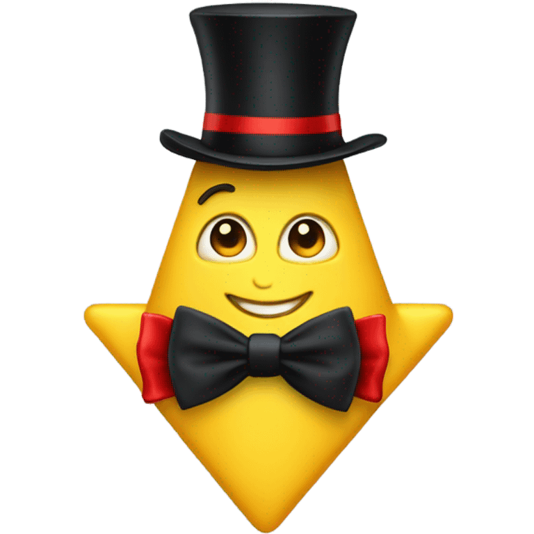 yellow triangle with a top hat and bow tie  emoji