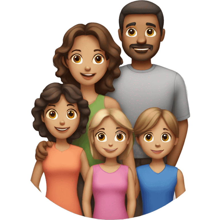 a family with a man, a woman,one boy and two girls emoji