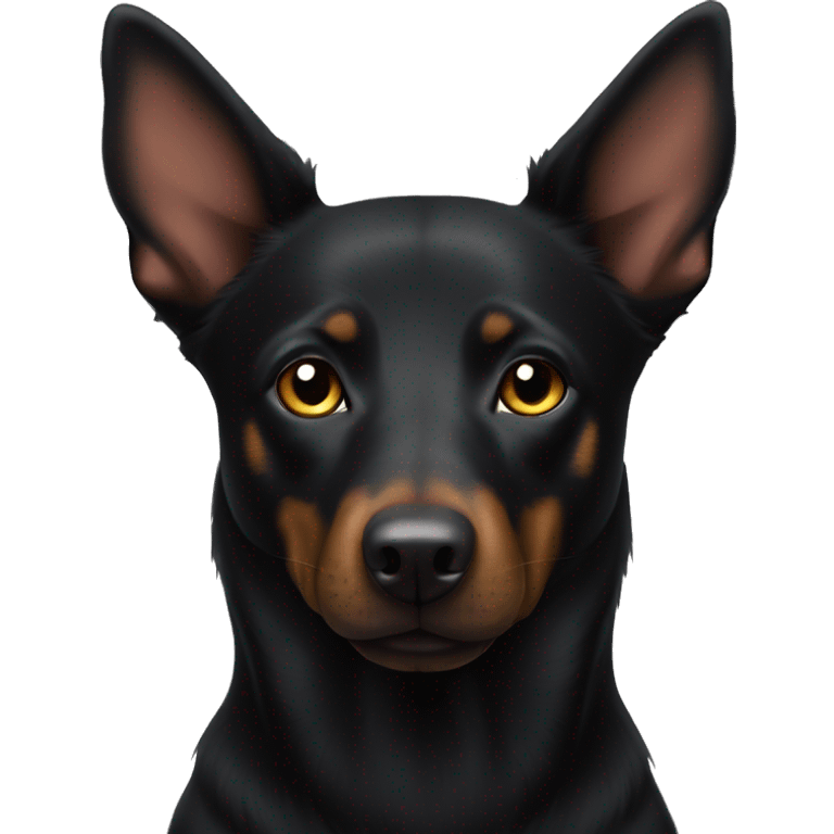 Black australian kelpie dog big far emoji