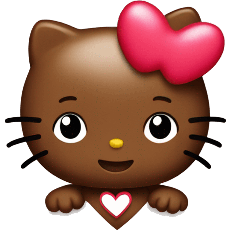 brown hello kitty with heart emoji