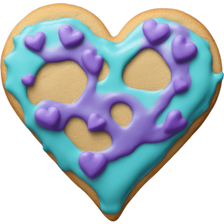 Purple teal cookie heart emoji