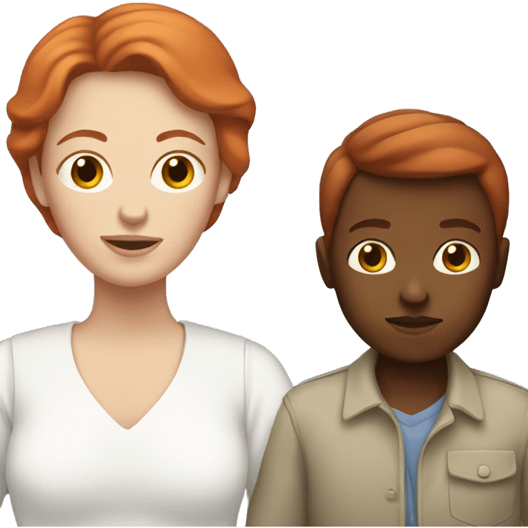 White mom holding red head boy emoji