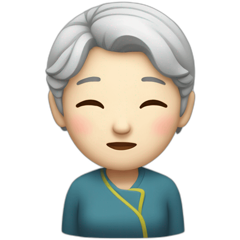 Chinese senior lady with sleepy looks emoji