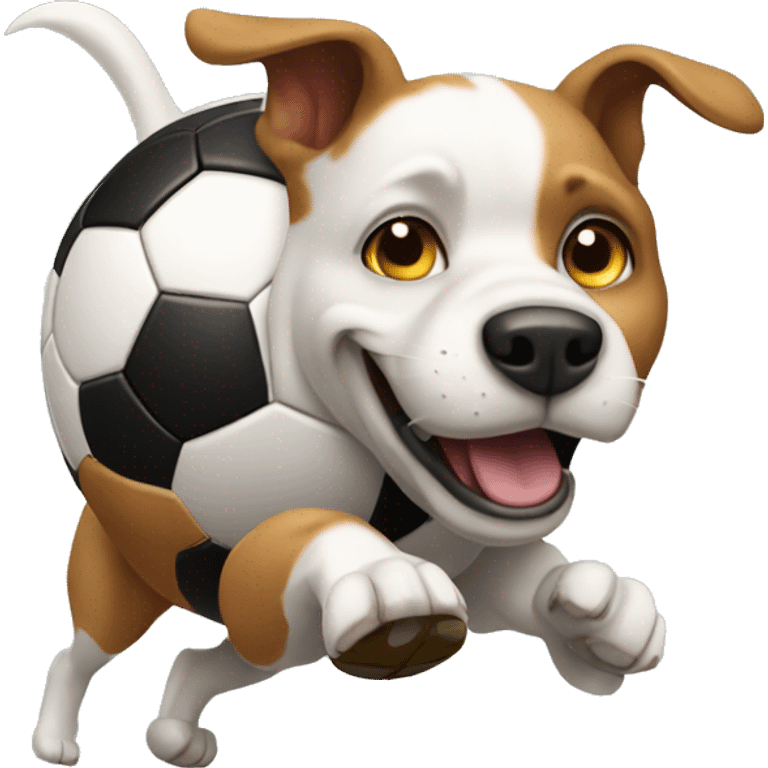 Dog chasing a soccer ball emoji