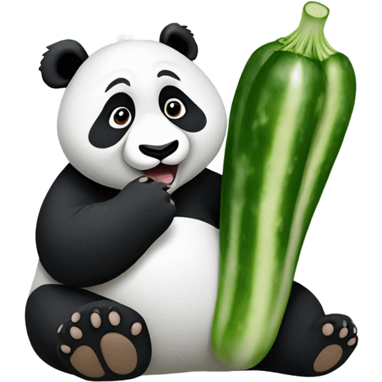 Panda eating a cucumber emoji