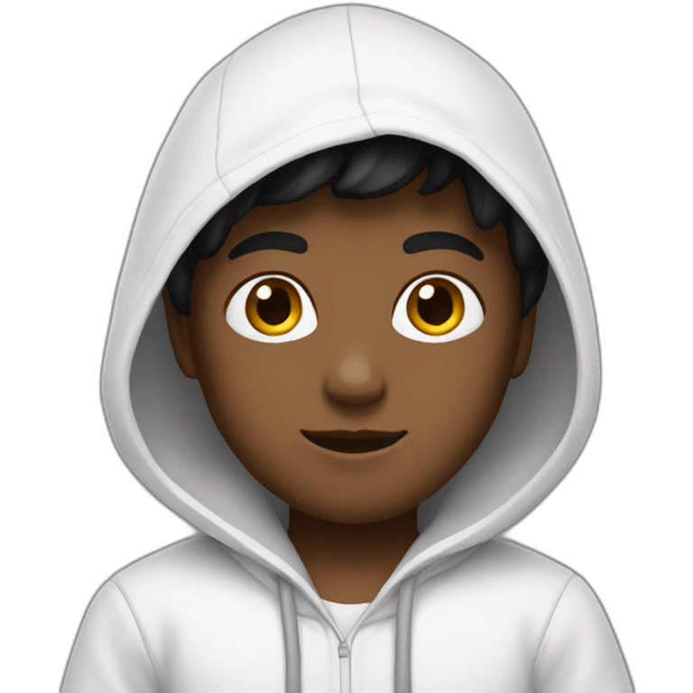 A boy with a white hoodie and with black pants emoji