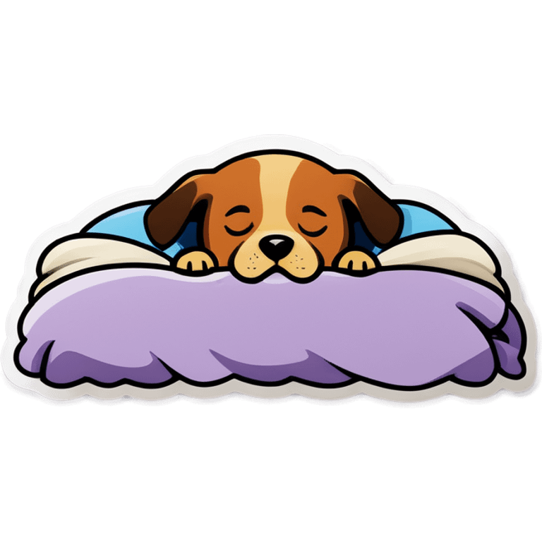 Dog sleeping in bed under blanket  emoji