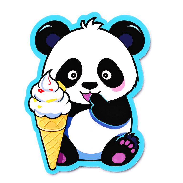 Panda eating ice cream emoji