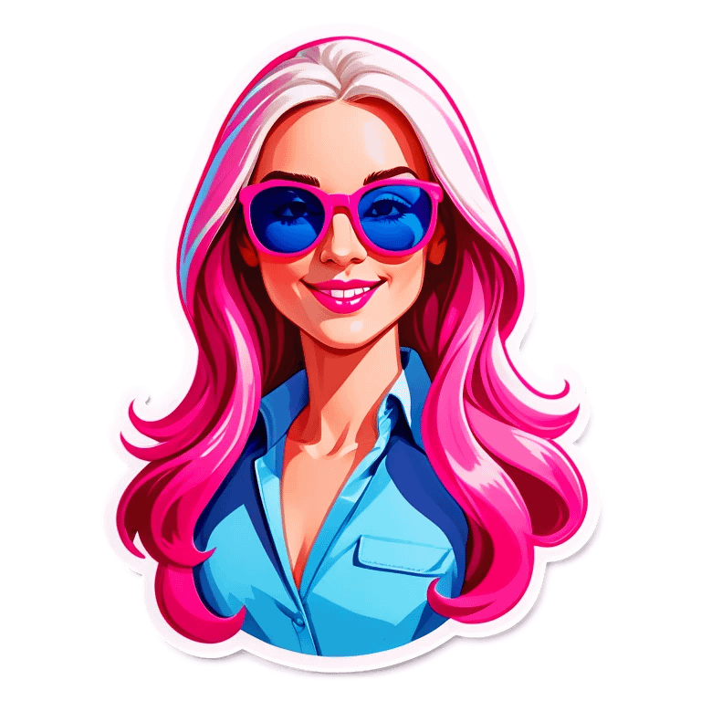 Realistic white woman with long PINK & blue hair emoji