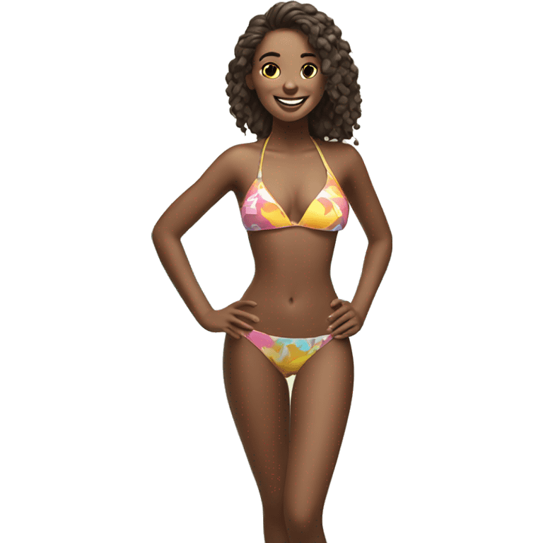 smiling bikini girl at beach emoji