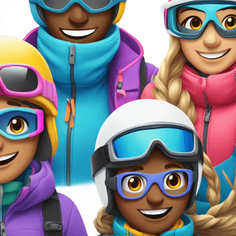 Group of friends skiing  emoji