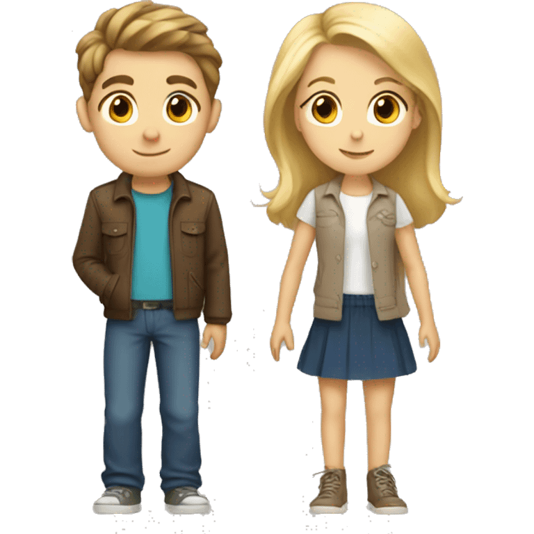 Boy with brown hair and a girl with blonde hair as a couple  emoji