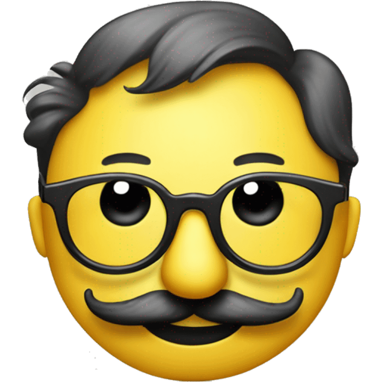 A yellow smiley face with nostrils in the style of Groucho Marx. In other words, a yellow plastic nose. Plus black horn-rimmed glasses with artificial black eyebrows emoji