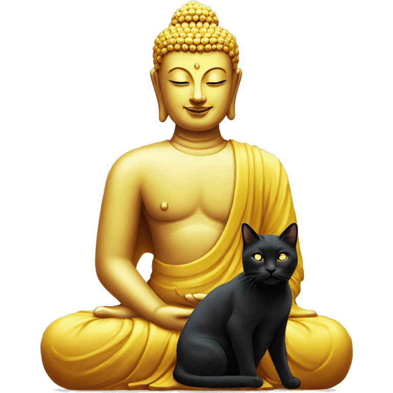 lord buddha with black cat in amrs emoji