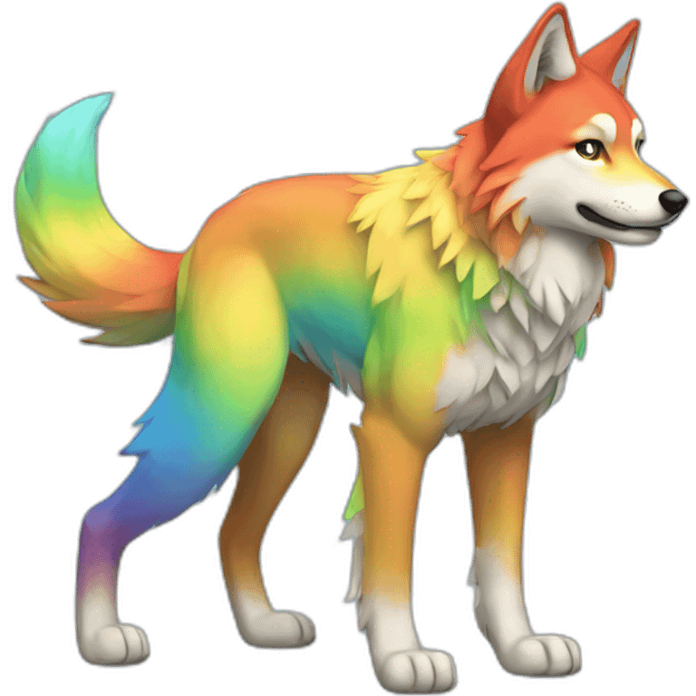 Rainbow Wolf Full Body emoji