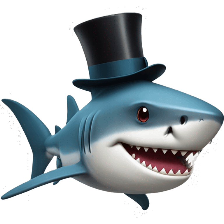 Shark with a top hat emoji