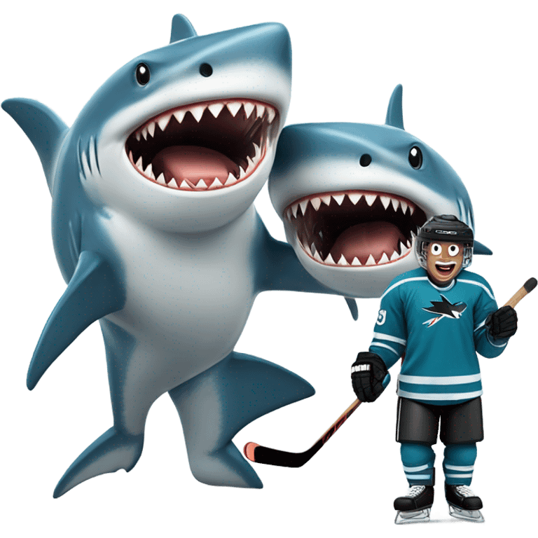 Hockey player and shark emoji