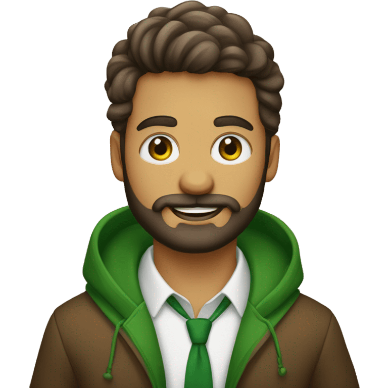 Jovem advogado com barba castanha e olhos verdes emoji