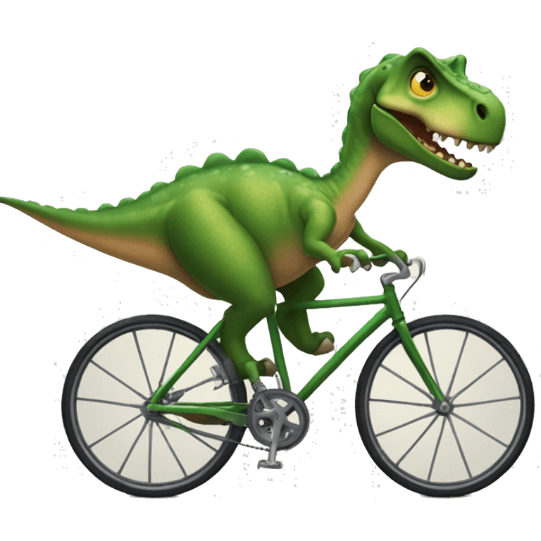 Dino on bicycle pointing emoji