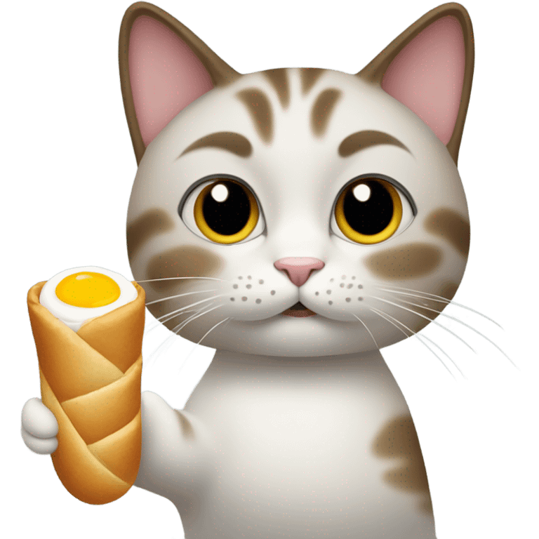 Cat holding a eggroll emoji