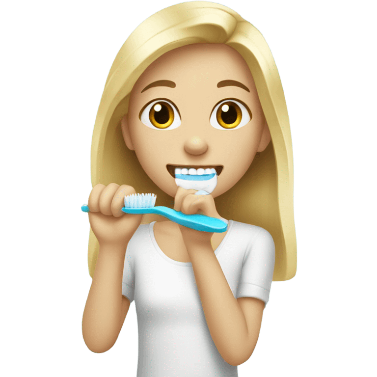 Blond girl brush teeth  emoji