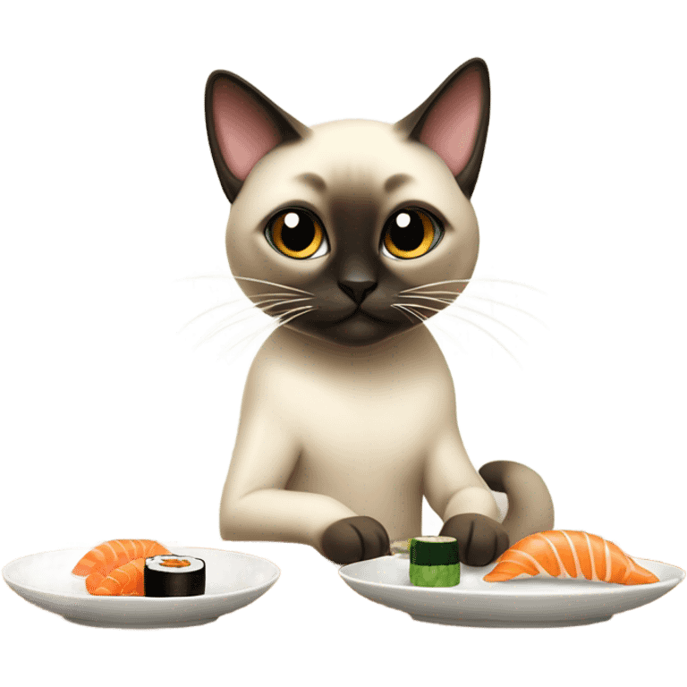 Siamese cat eating sushi emoji