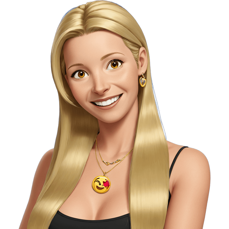 blonde girl smiling with necklace emoji