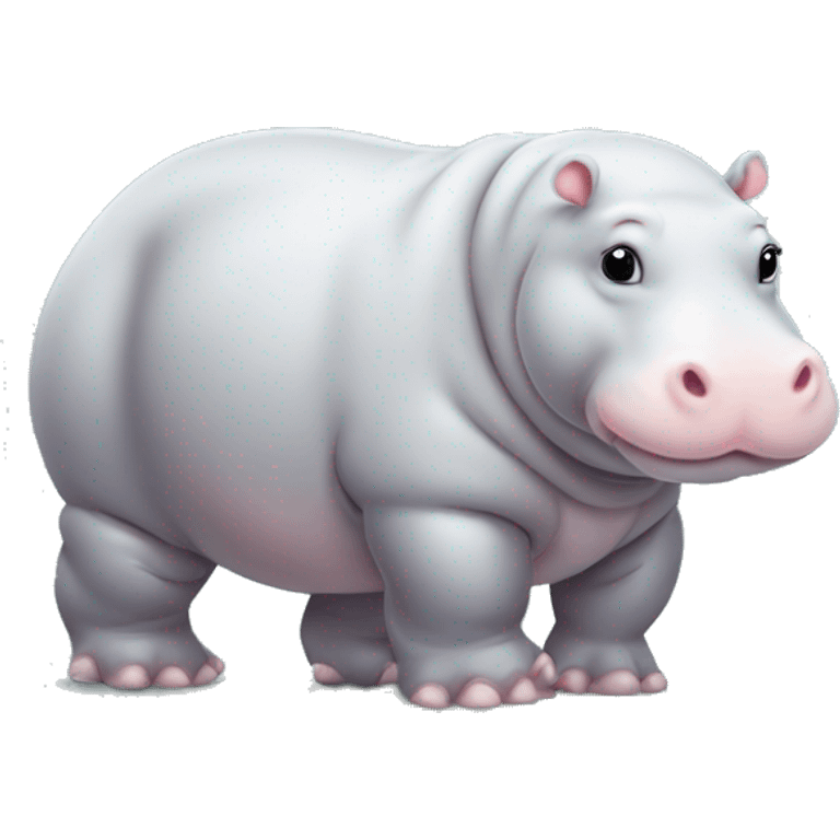 chubby white baby hippo with a belly emoji