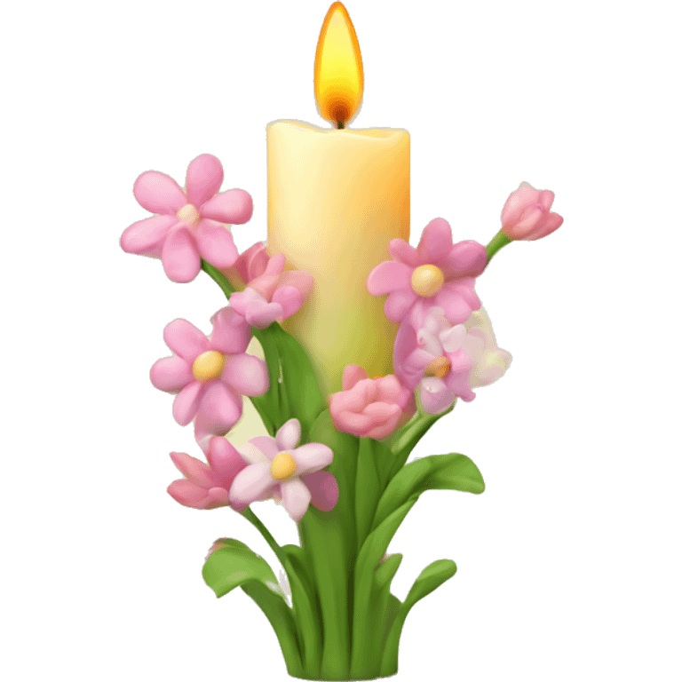 Spring candle with flowers  emoji