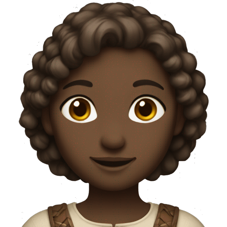 Medieval girl smiling, black skin, brown hair, hazel eyes emoji