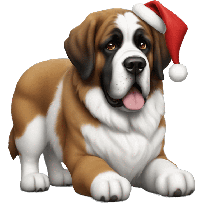 Saint Bernard with Santa Claus emoji