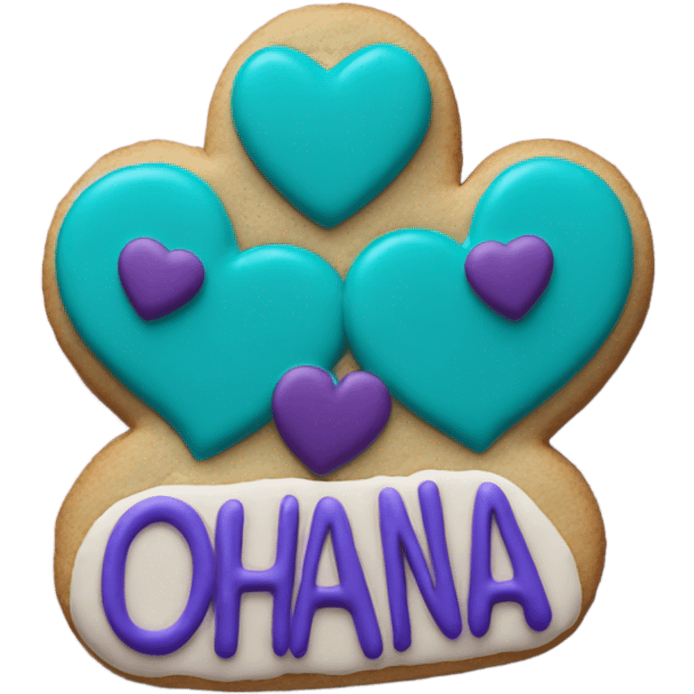 Teal purple Cookie heart with ohana emoji