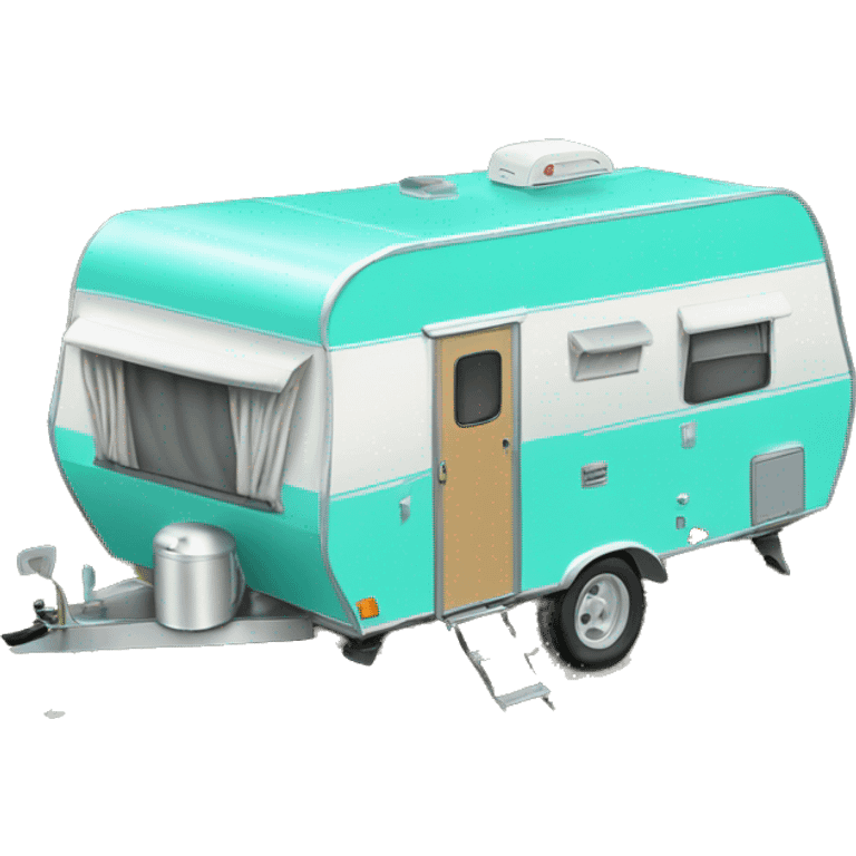 Realistic isolated tiffany blue camping trailer emoji