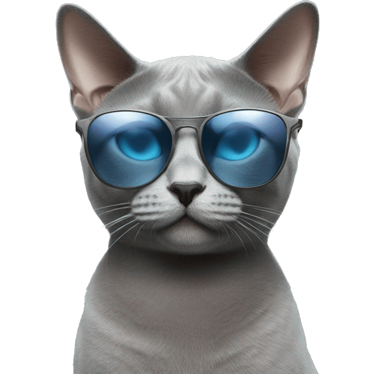 russian blue Cat with sunglasses emoji