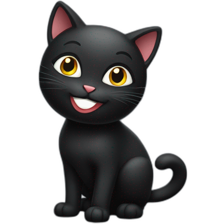 Cheeky Black cat winking at us emoji