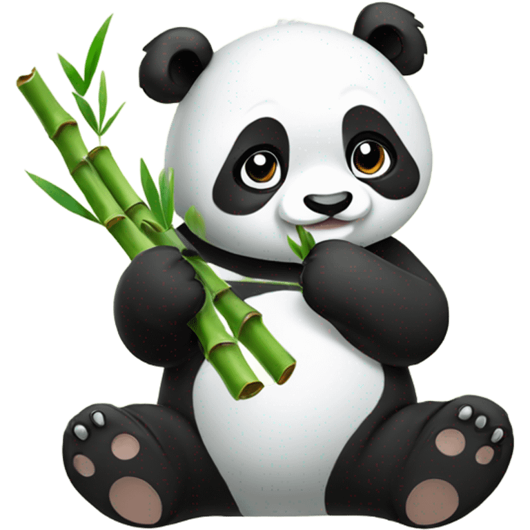 Kawaii Panda eating bamboo emoji