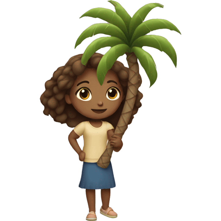 Girl carrying small palm tree emoji