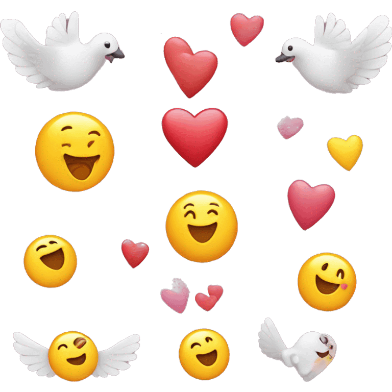 flying hearts, flowers and happy emoji emoji