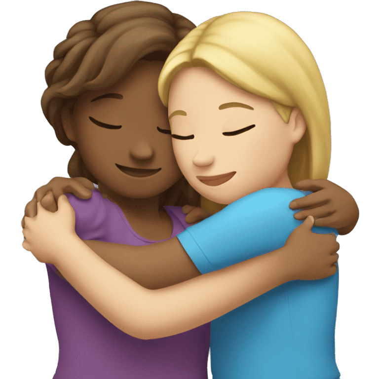 Hug between two girl in blue  emoji